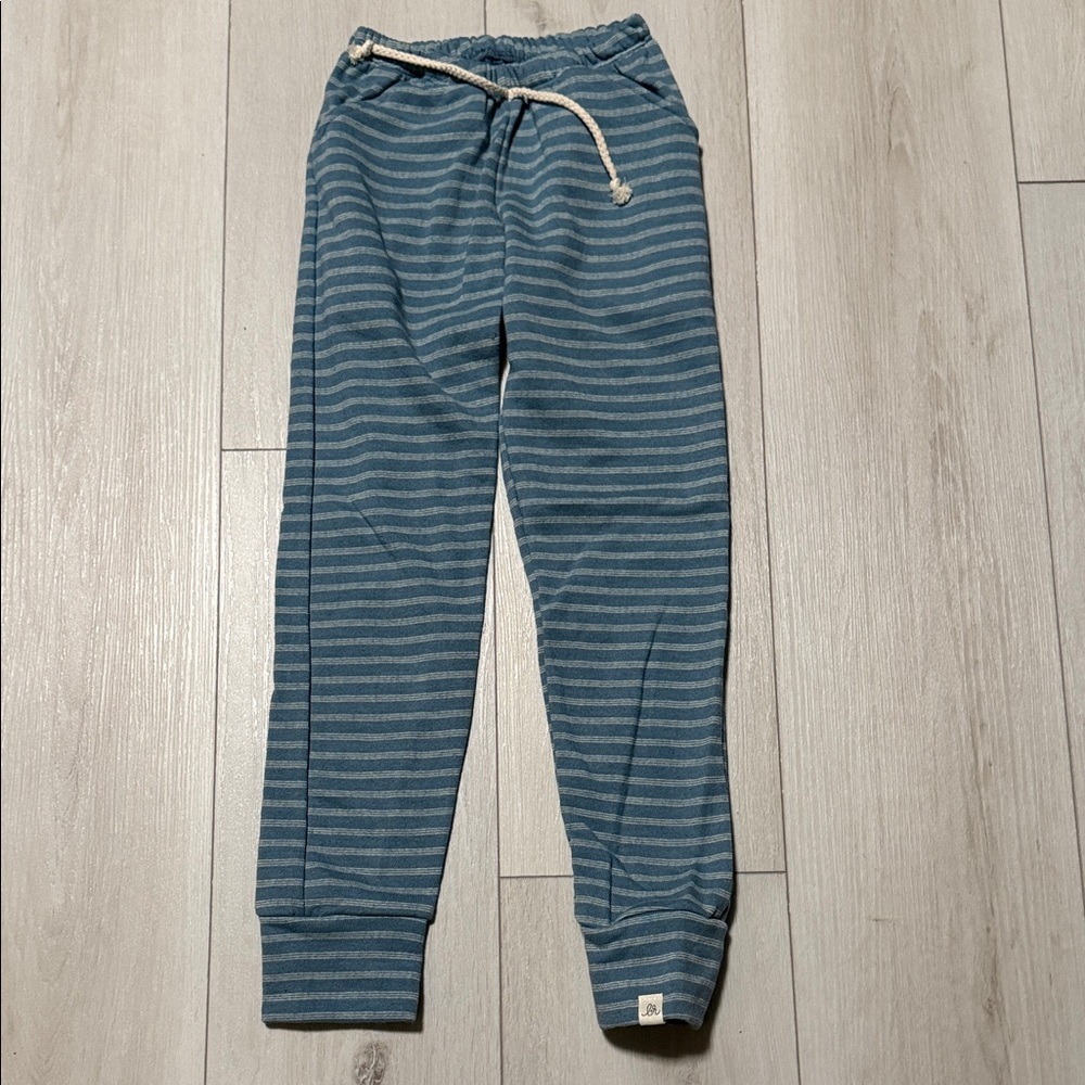 Kids Blue Striped Jogger Sweatpants elastic waist. size 5/6